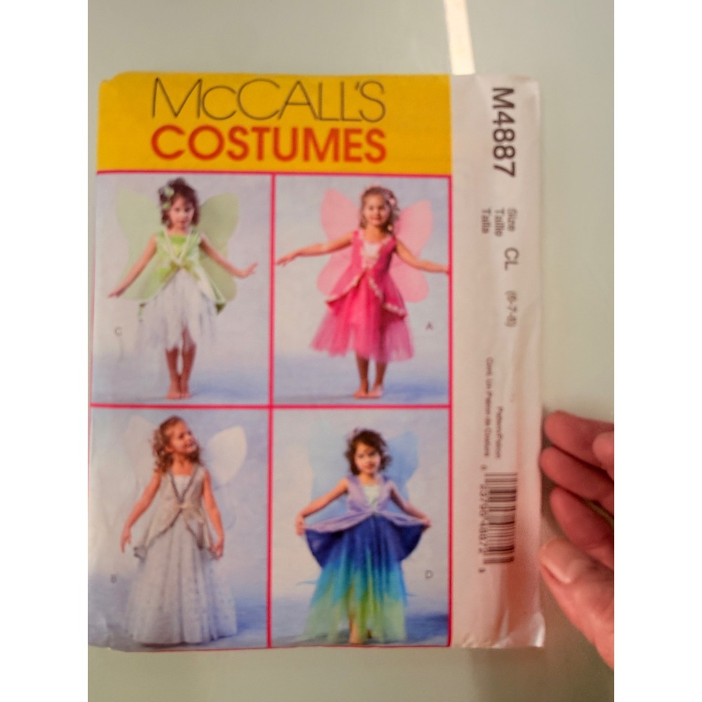 McCall's M4887 Kids Costume Pattern Fairy Princess Dress Cape Sizes 6-18 Uncut
